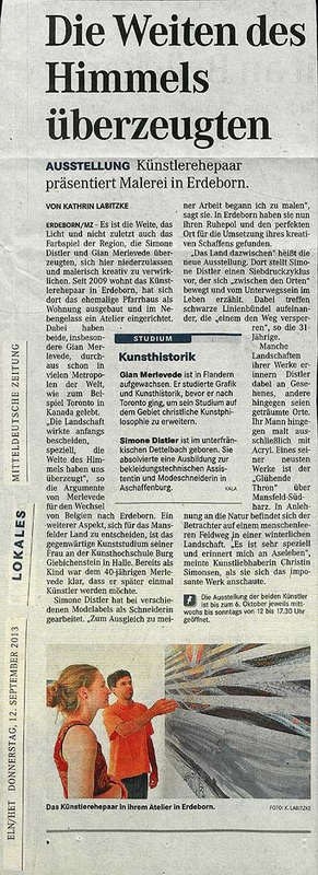 Scan Artikel Mitteldeutsche Zeitung Die Weiten des Himmels überzeugten (Sept. 2013)