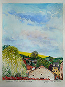 Village_of_Erdeborn:_View_to_the_East _(Watercolor) - Erdeborn:_Blick_auf_den_Steinberg _(Wasserfarbe/Gouache) - Dorpje_Erdeborn:_Zicht_op_de_
