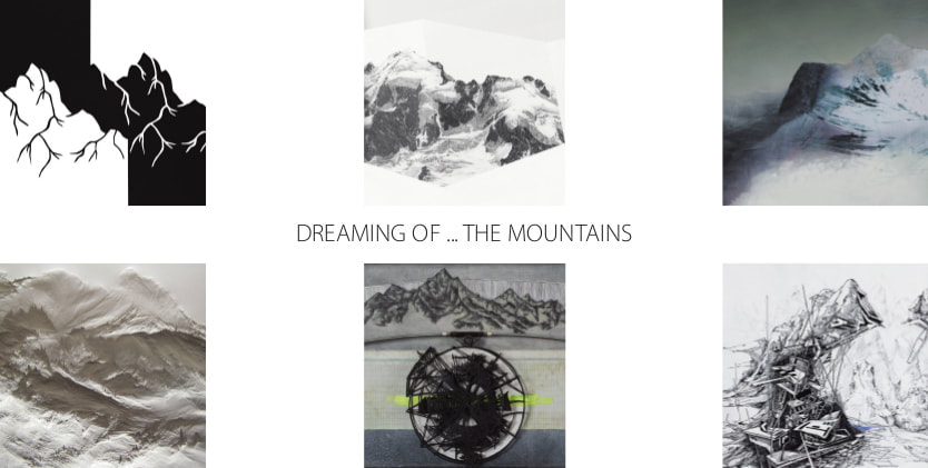Flyer Dreaming of... the Mountains, Gruppenausstellung mit Simone Distler und 5 weiteren Künstlerinnen, Juni-Augustus 2020